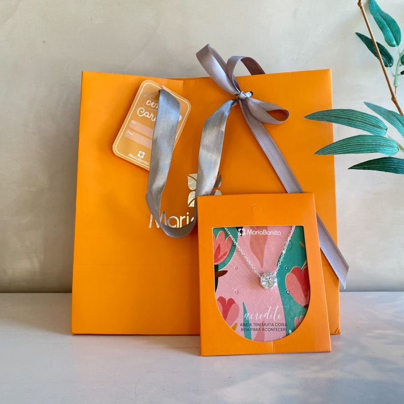 Combo Cartela Colar Banho Diamante Pedra Redonda 3D 4 Garras Média