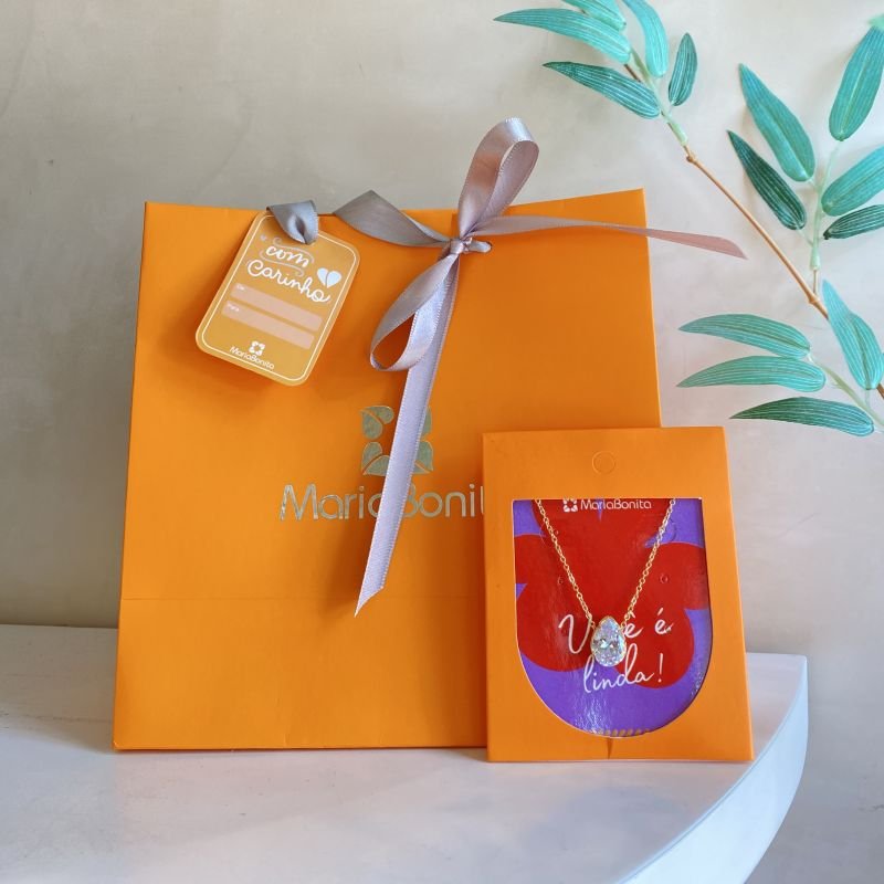 Combo Cartela Colar Bijuteria Pedra Gota com 4 Garras