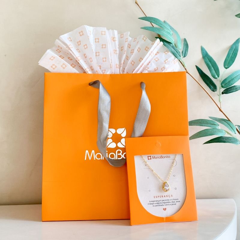 Combo Cartela Colar Bijuteria Zircônia Gota Borda Lisa