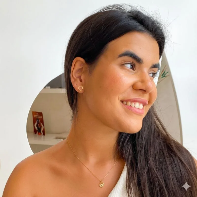 Combo Cartela Conjunto Semijoia Coração Duplo Vazado Liso e Cravejado