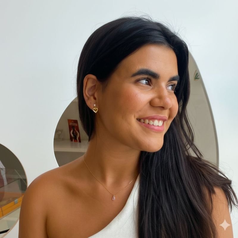 Combo Cartela Conjunto Semijoia Zircônia Gota e Coração Vazado com Ponto de Luz