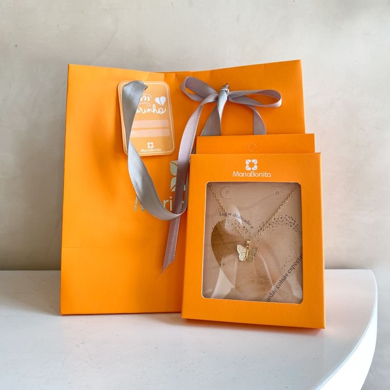 Combo Colar Banho Diamante Delicado Borboleta Cravejada