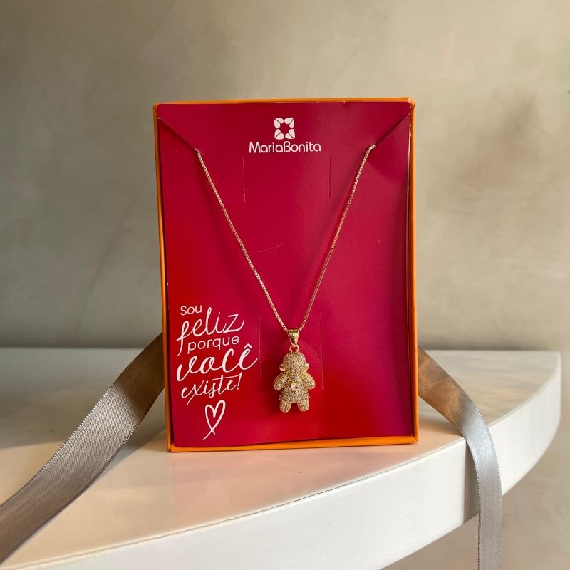 Combo Colar Banho Diamante Menina Cravejada Pedra Coração