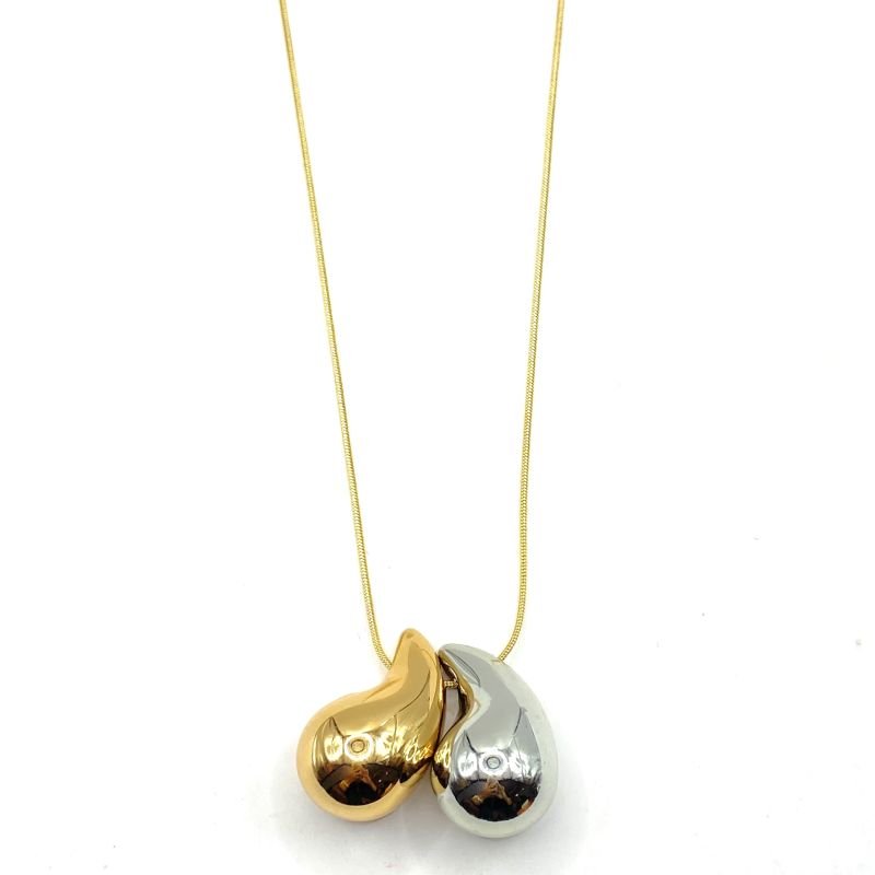 Combo Colar Bijuteria com 2 Gotas Lisas Virgula