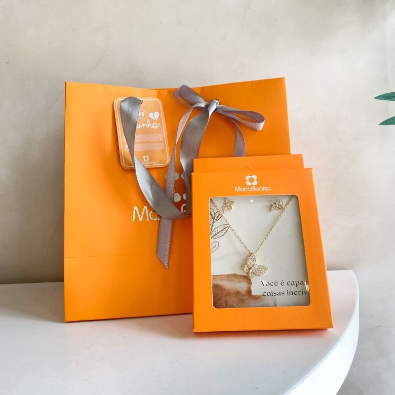 Combo Conjunto Banho Diamante Delicado Borboleta Cravejada