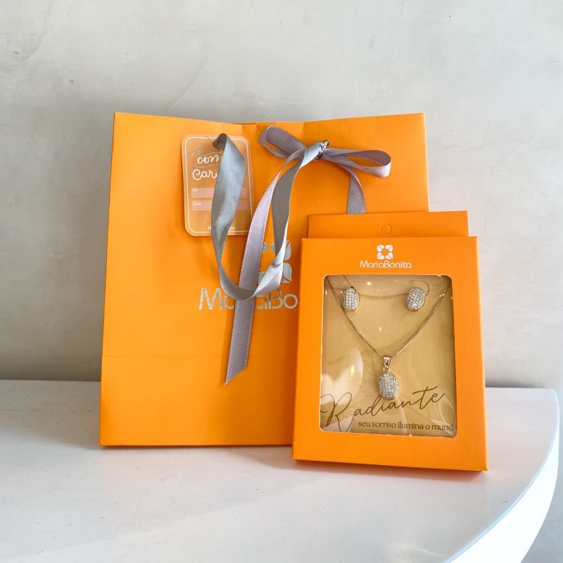 Combo Conjunto Banho Diamante Delicado Oval Cravejado