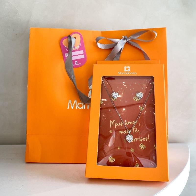 Combo Conjunto Banho Diamante Delicado Pedra Coração Borda Cravejada