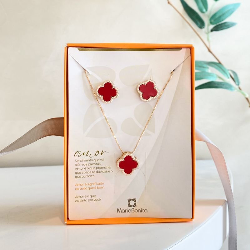 Combo Conjunto Banho Diamante Trevo Borda Cravejada