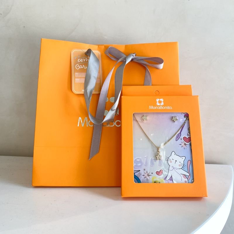 Combo Conjunto Folheado Delicado Estrela Cravejada