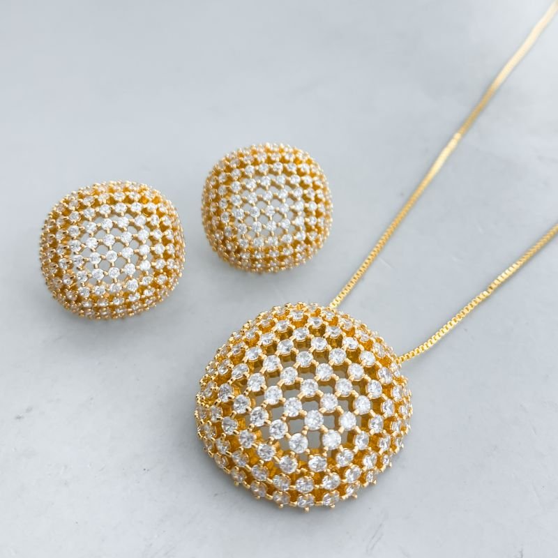 Conjunto Banho Diamante Cravejado Redondo Furadinho