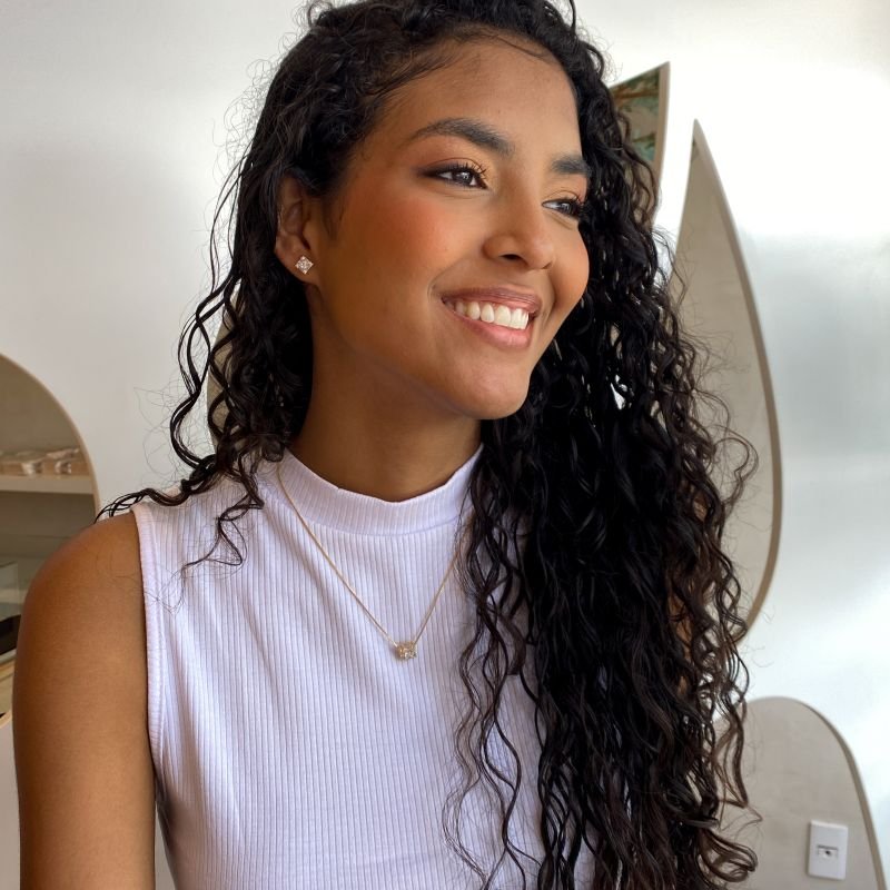 Conjunto Folheado Delicado Quadrado Pedras Baguetes