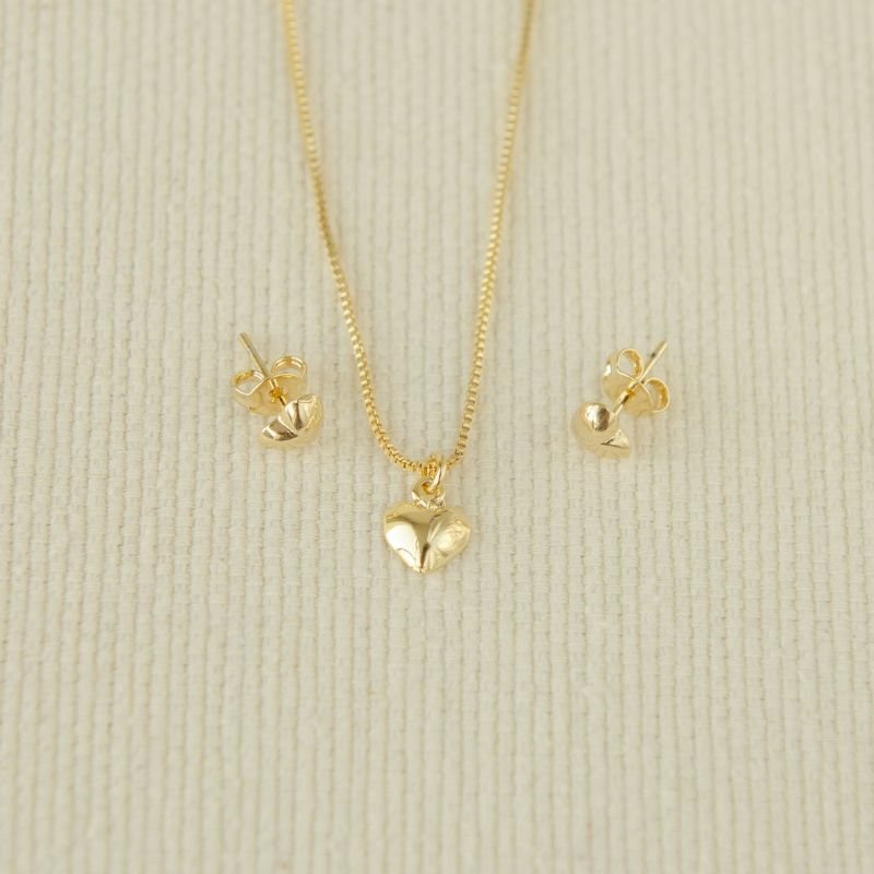 Conjunto semijoia coração liso