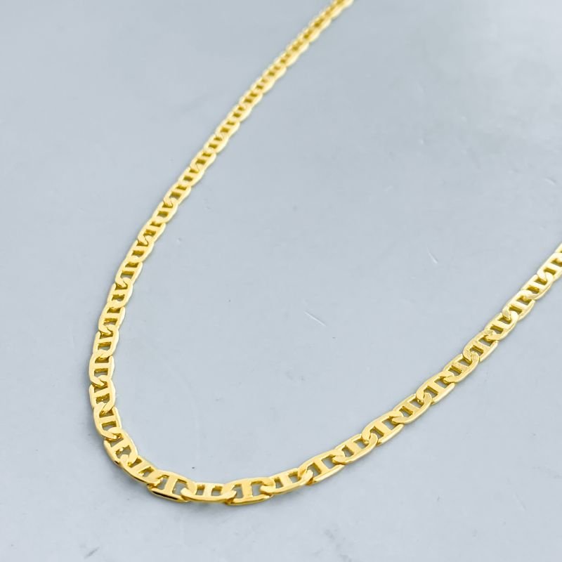 Corrente Semijoia Elos Piastrine Médio Fecho Mosquetão