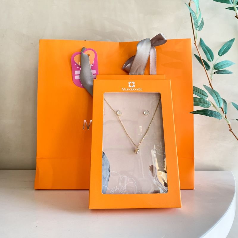 Kit Conjunto Semijoia Pedra Redonda com 6 Garras