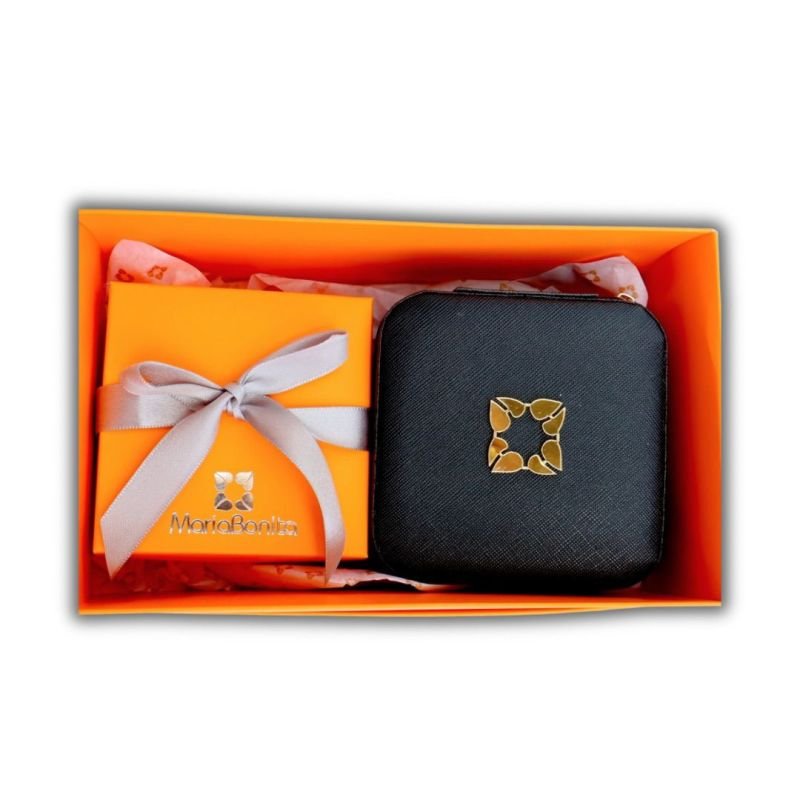Kit Presente Conjunto Folheado Coração Grande com4 Garras Porta Jóias