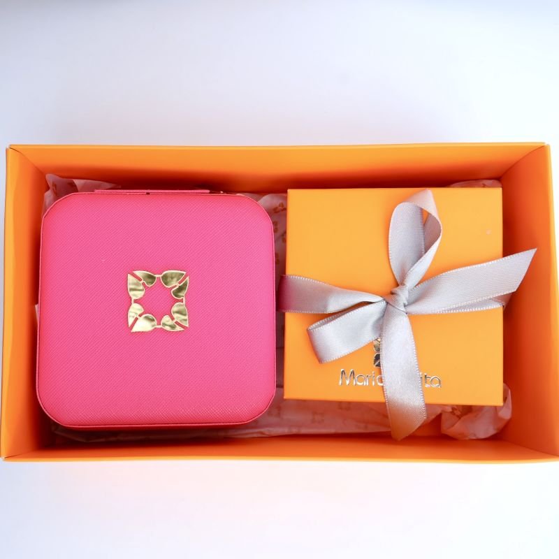 Kit Presente Conjunto Semijoia Zircônia Gota 4 Garras Porta Joia