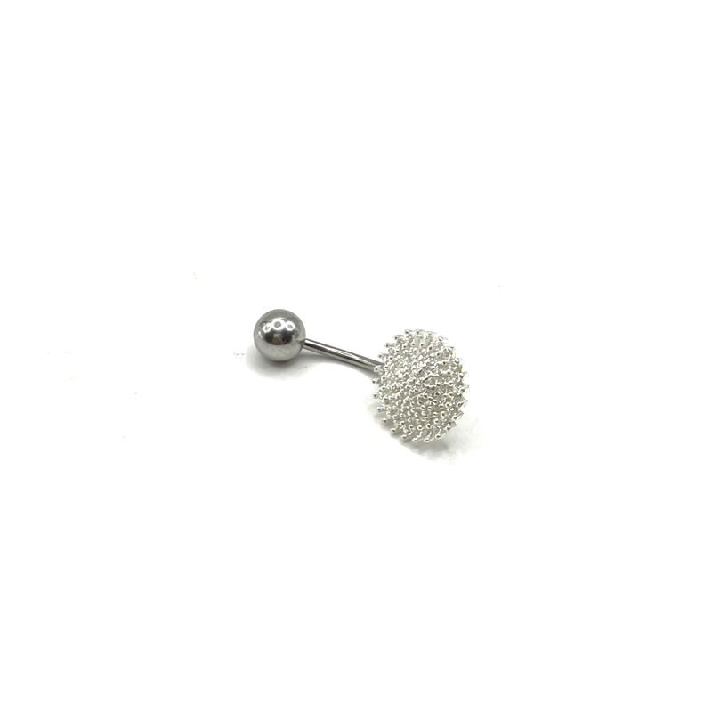 Piercing Aço Cirúrgico e Prata925 Redondo Flor Cravejada para Umbigo