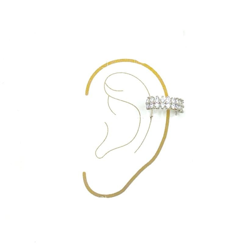 Piercing Banho Ouro Branco Fake 2 Fileira Pedrinha