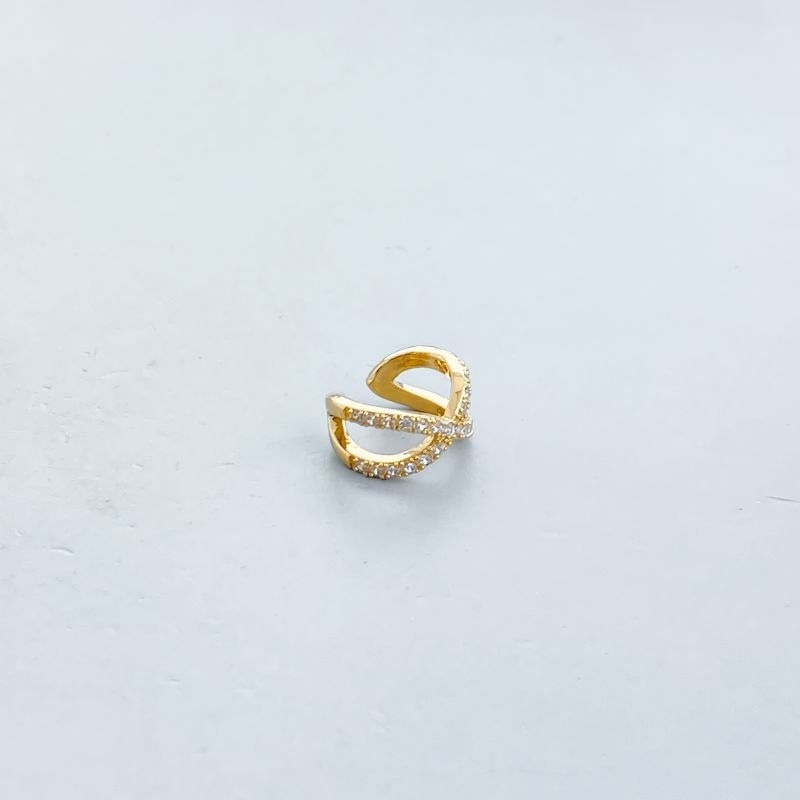 Piercing Bijuteria Fake Aro Fino Cruzado Cravejado