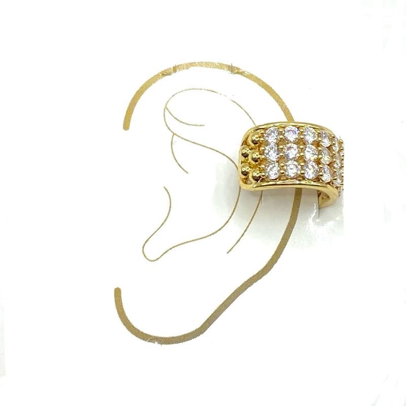 Piercing Bijuteria Fake Grosso Cravejado com 5 Bolinhas