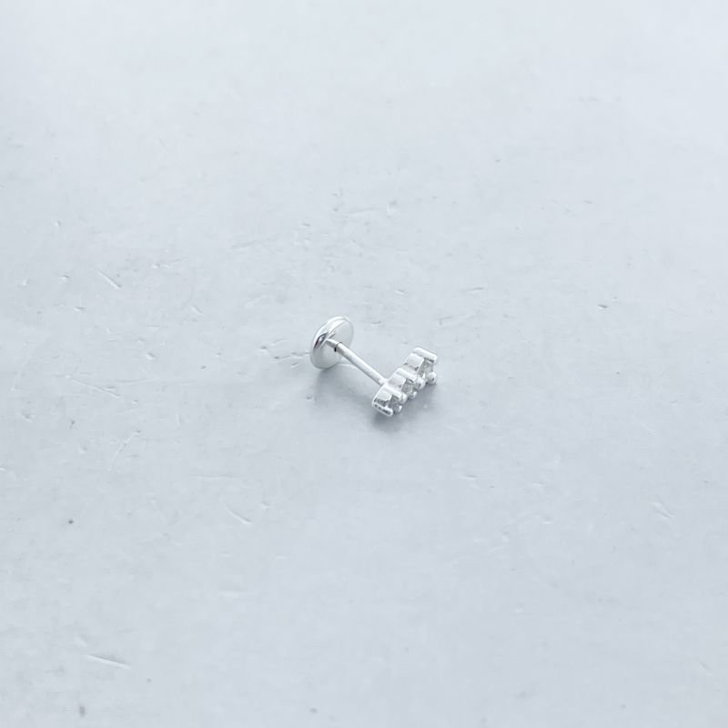 Piercing Prata com 3 Zircônias