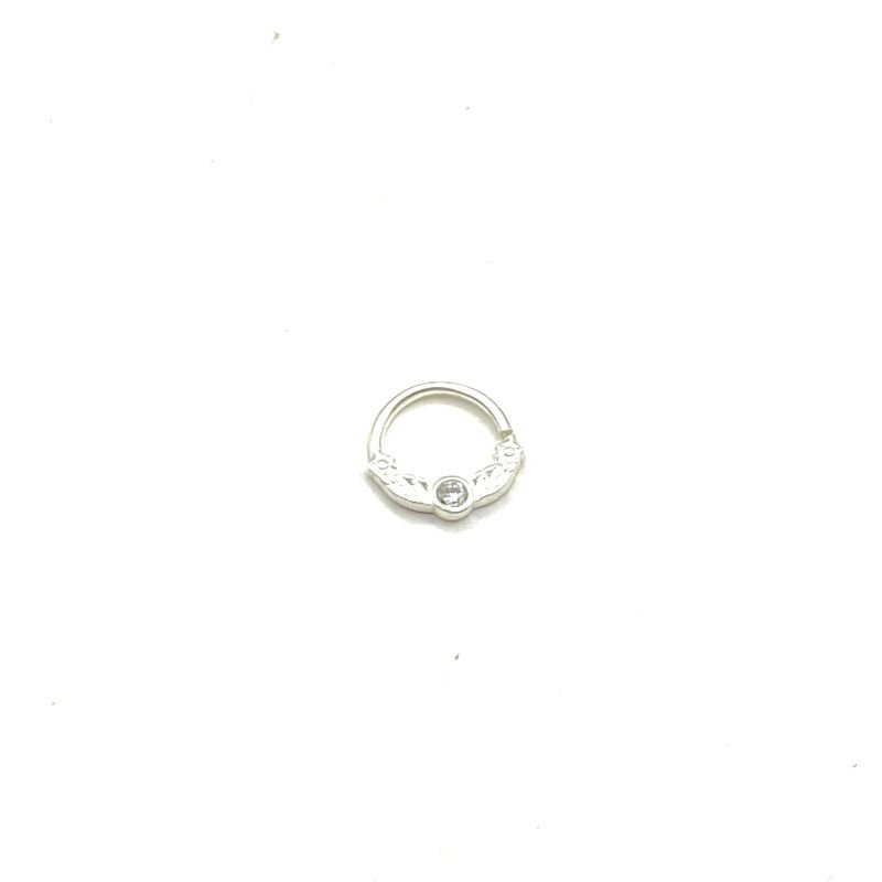 Piercing Prata925 Pedrinha Folhas e Flores Daith