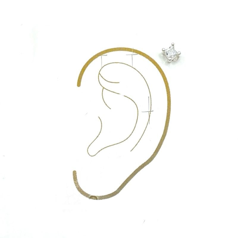 Piercing Prata925 Zircônia Quadrada com 4 Garras