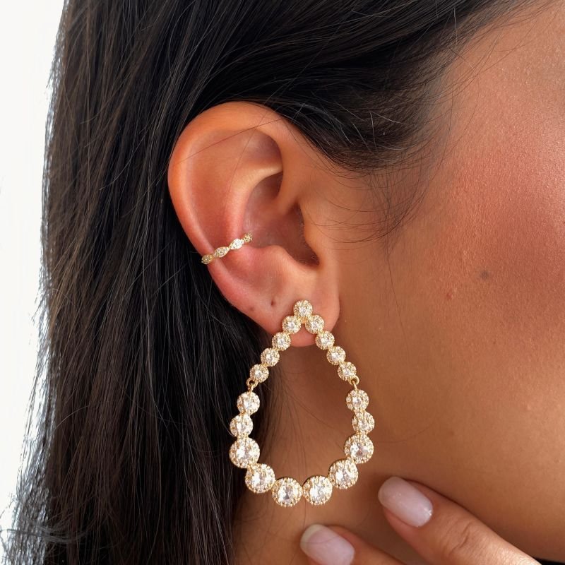 Piercing Semijoia 4 Gotas Cravejadas Zircônia Delicado
