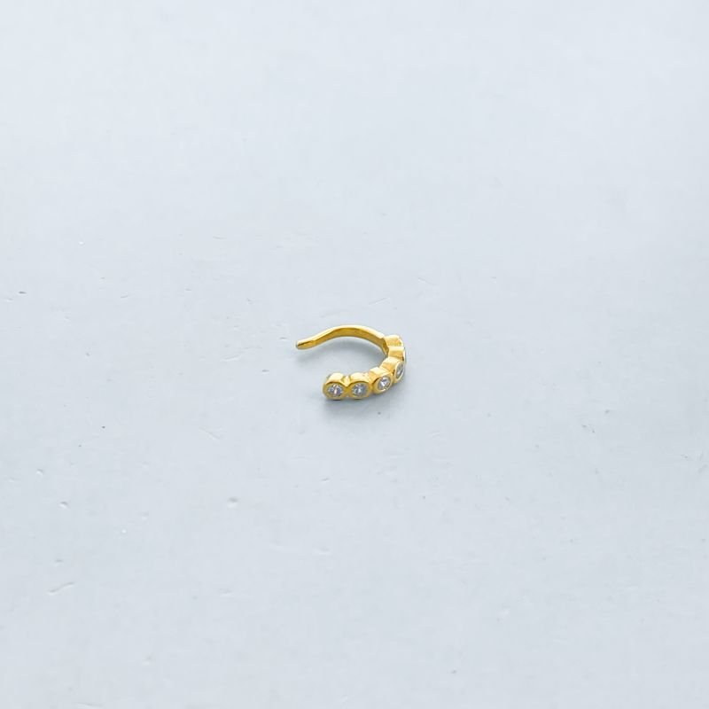 Piercing Semijoia Fake Cravejado com 6 Zircônias
