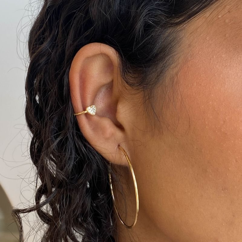 Piercing Semijoia Fake Cravejado Coração