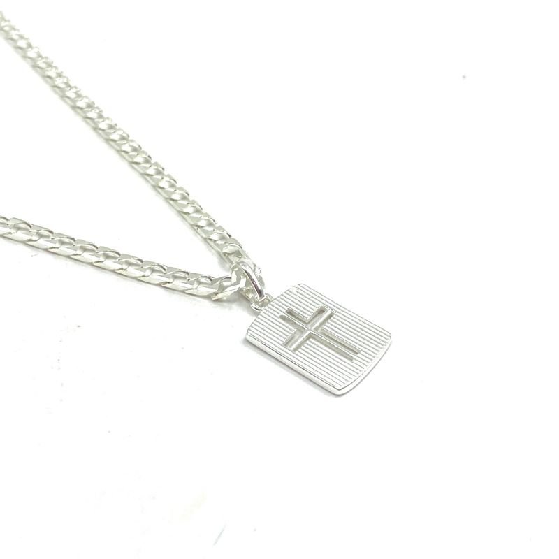 Pingente Prata925 Placa Cruz Vazada Tracinhos