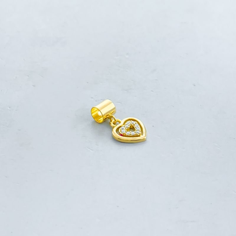 Pingente Semijoia Cravejado Coração Duplo