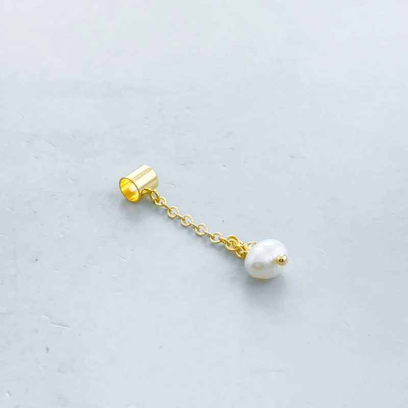 Pingente Semijoia Liso Correntinha Pérola com 1 Zircônia