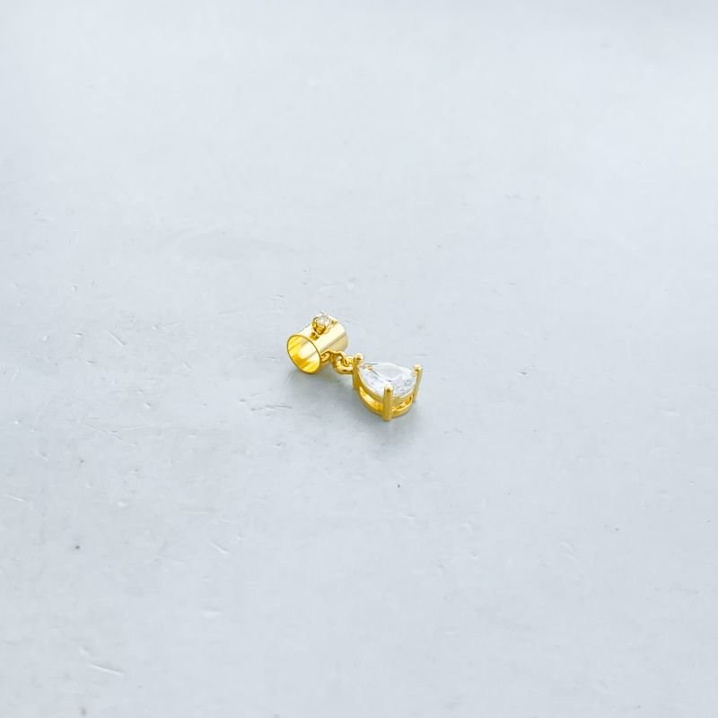 Pingente Semijoia Pedra Gota Zircônia