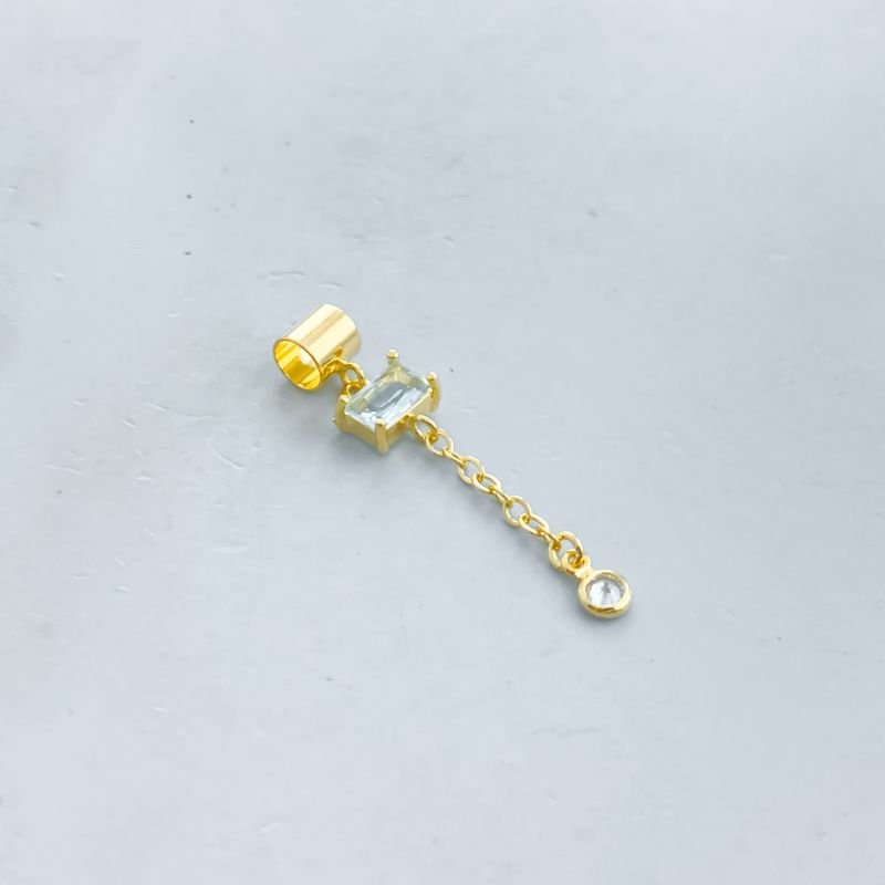 Pingente Semijoia Pedra Quadrada Corretinha com 1 Zircônia