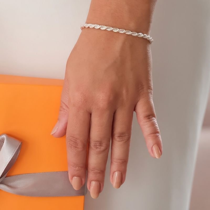 Pulseira Banho Diamante Cordão Baiano Fino