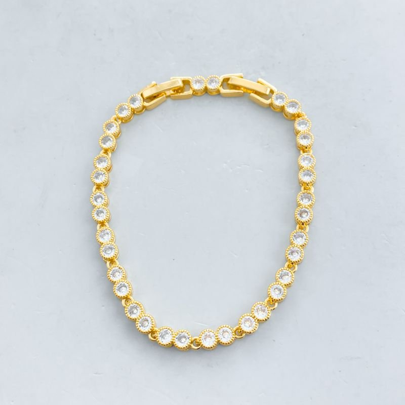 Pulseira Banho Diamante Riviera Bordas Craqueladas