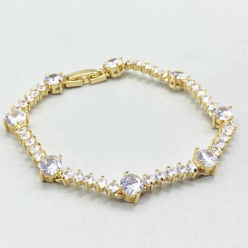 Pulseira Banho Diamante Riviera Zircônias