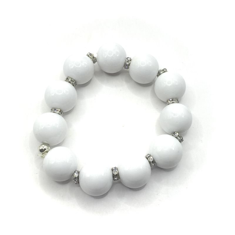 Pulseira Bijuteria Bolas Acrílicas Elos Strass