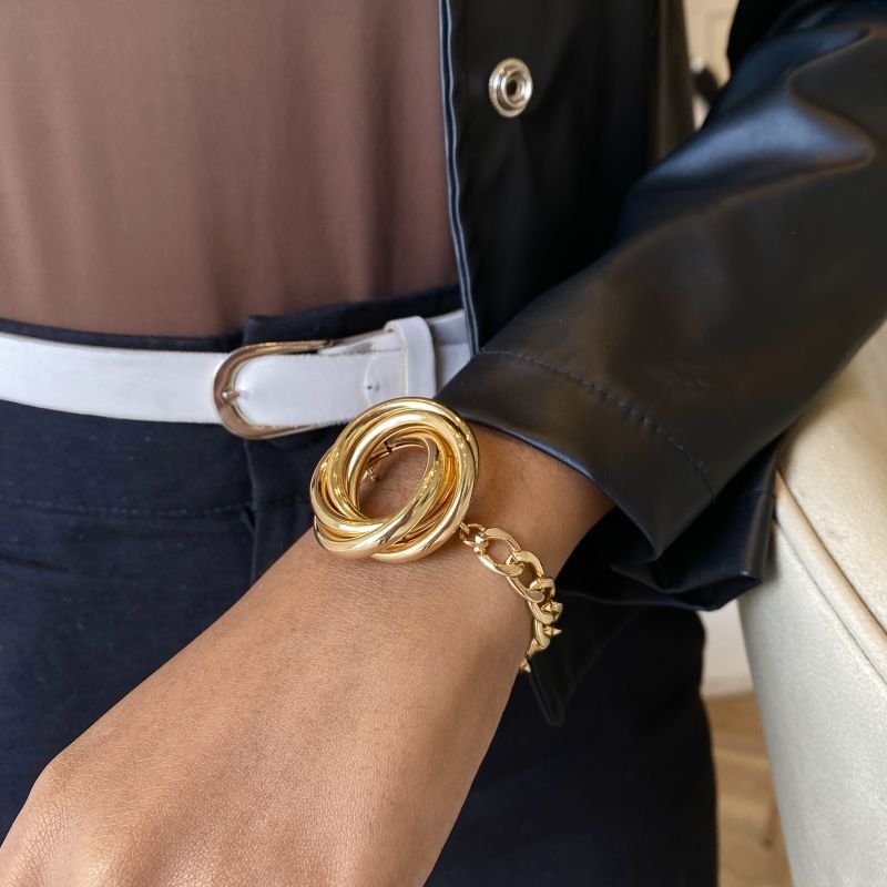 Pulseira Bijuteria Corrente Varios Elos Entrelacados