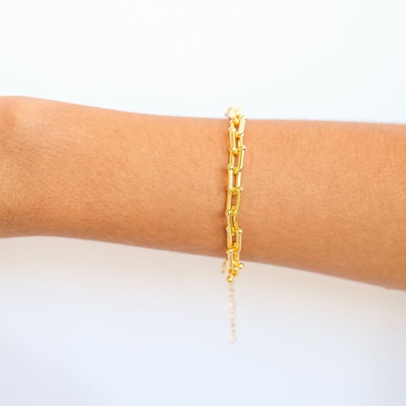 Pulseira Bijuteria Elos Vazados Bolinhas