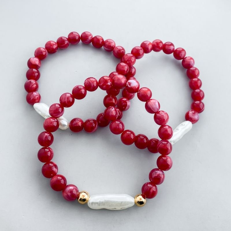 Pulseira Bijuteria Kit 3 Bolas Acrílicas Pérola Orgônico Boho Chic