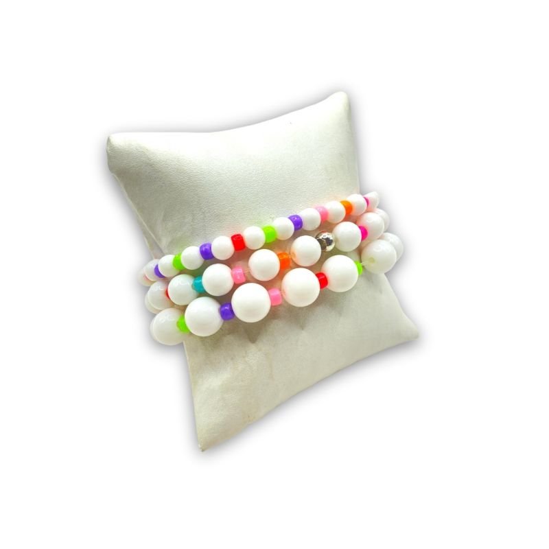 Pulseira Bijuteria Kit 3 Bolas e Miçangas Maiores e Menores