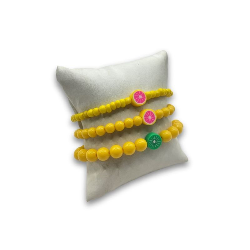 Pulseira Bijuteria Kit 3 Miçangas e Frutas