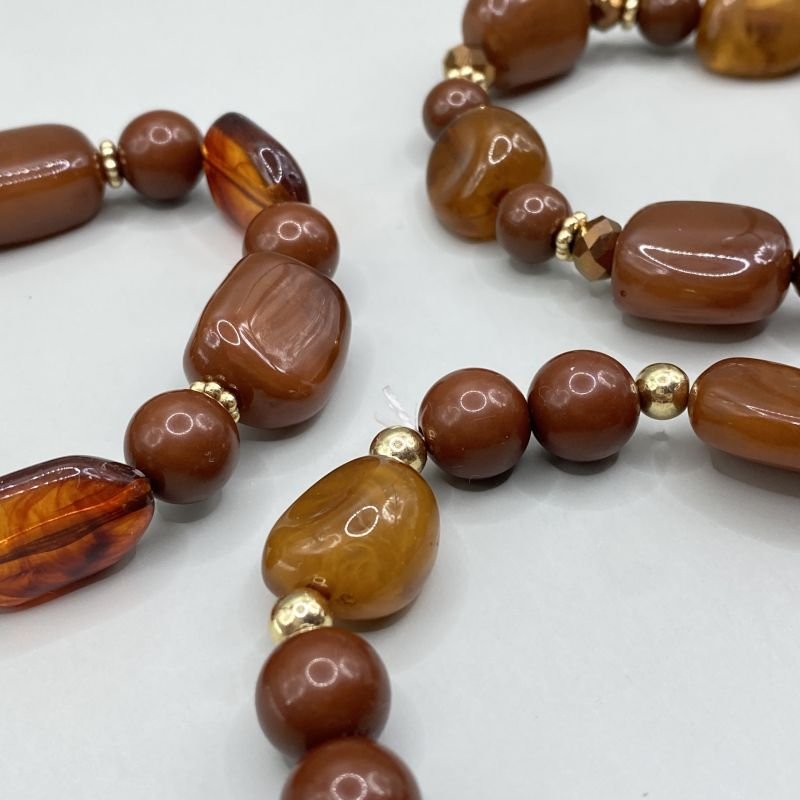 Pulseira Bijuteria Kit 3 Pedras Acrílicas Mocha Mousse