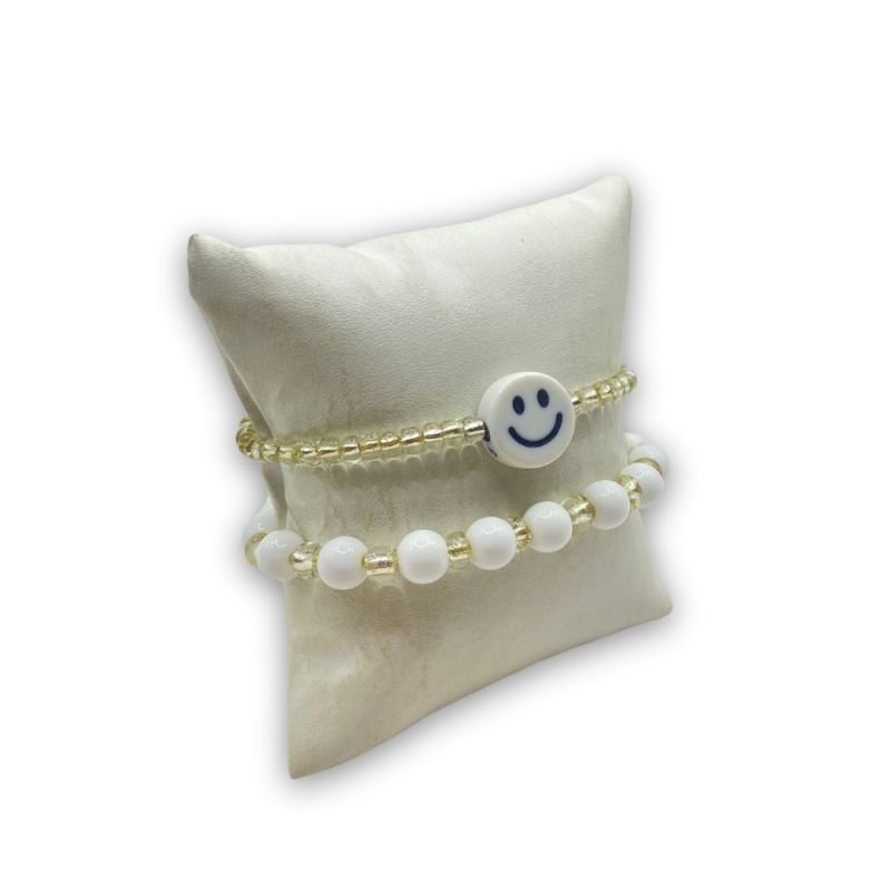 Pulseira Bijuteria Kit com 2 Smile Miçangas e bolas Acrílicas