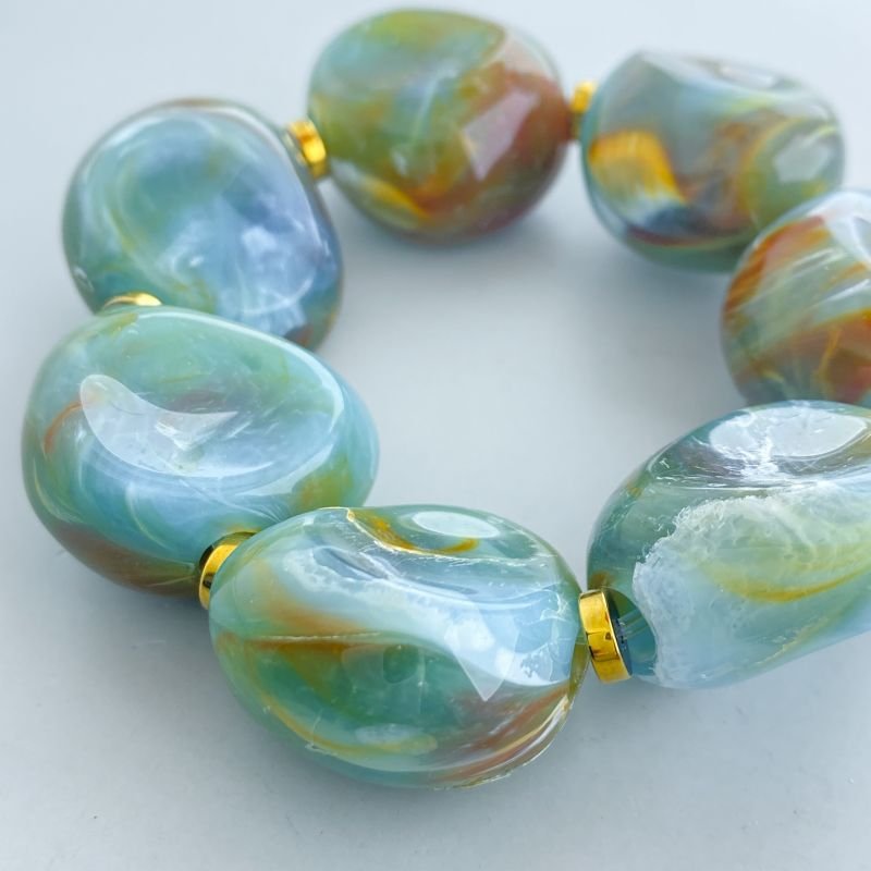 Pulseira Bijuteria Pedras Acrílicas Boho Chic