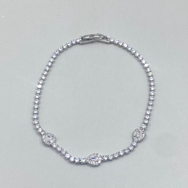 Pulseira Bijuteria Riviera com 3 Gotas Cravejadas Delicado