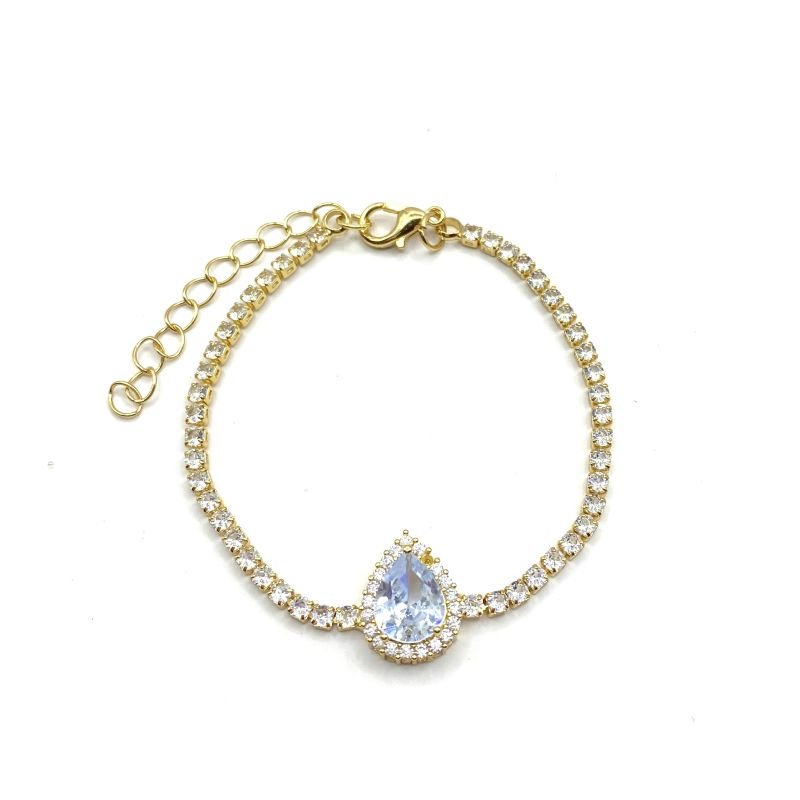 Pulseira Bijuteria Riviera Pedra Gota Cravejada