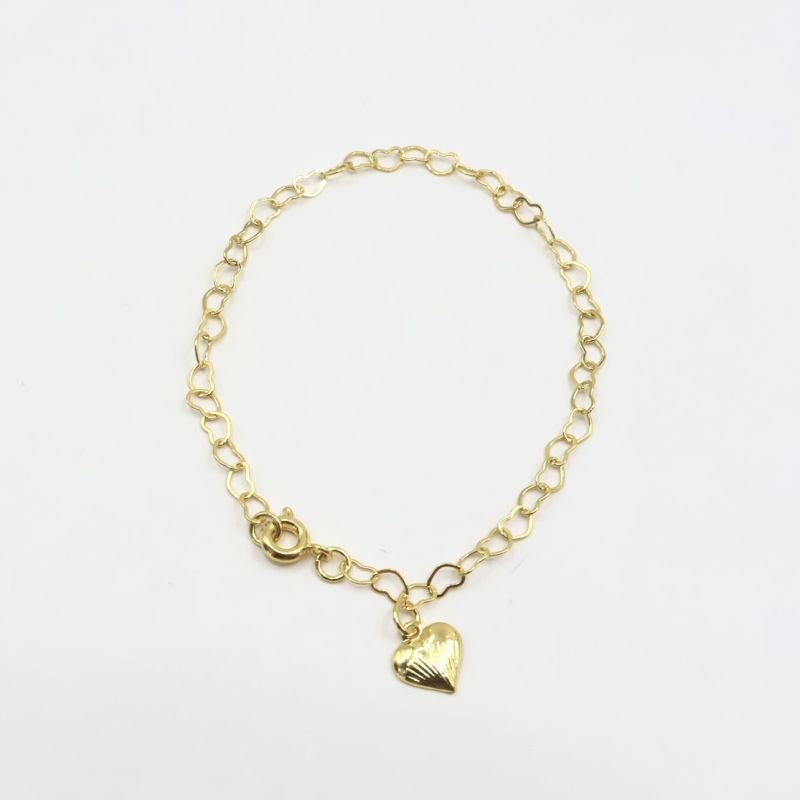 Pulseira Folheado Elos Coração Liso